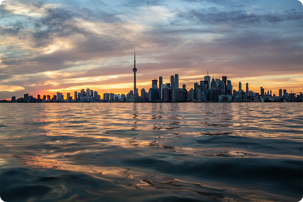 TO CN Tower - The 6 - Toronto, ON Canada City Skyline At Dusk